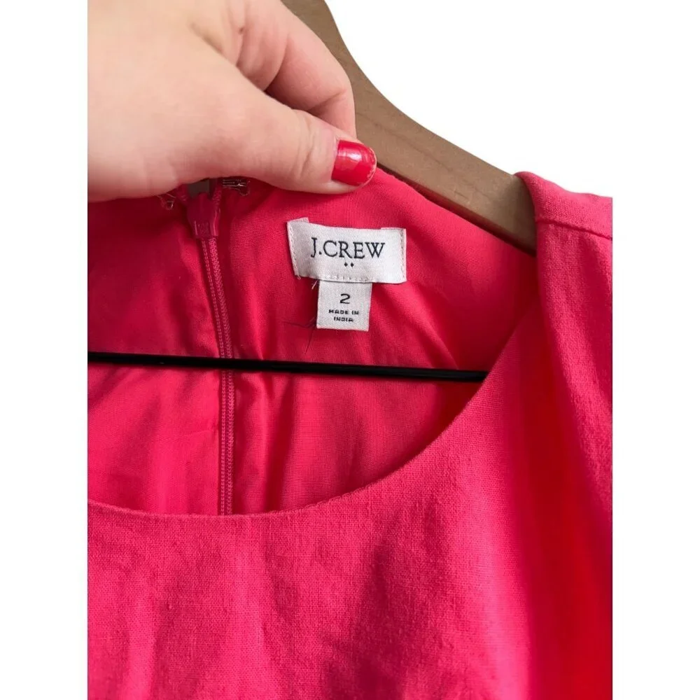 J Crew Women’s Linen Blend Mini Shift Sleeveless Scallop Hem Dress Size 2